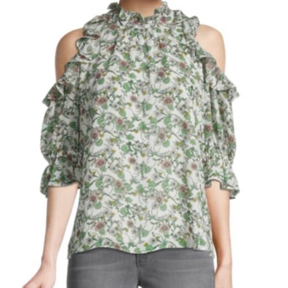 Max Studio Floral Cold Shoulder Top